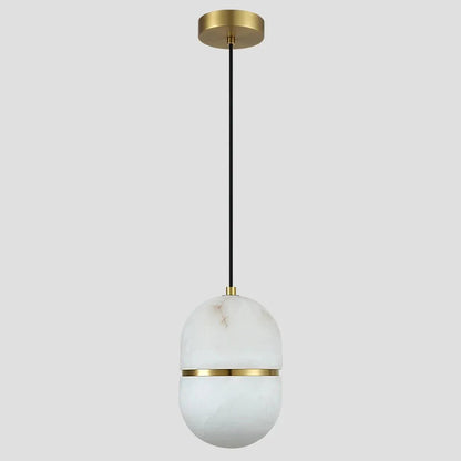 Alabaster Oval Pendant 5.9" D 7.1" D