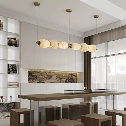 Alabaster Pebble Linear Chandelier