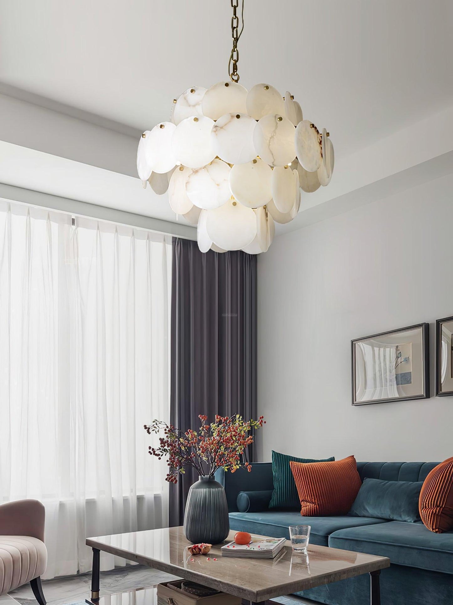 Alabaster Shell Brass Chandelier with 2/3/4/5/6 layer