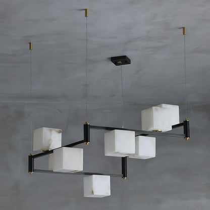 Alabaster Square Box Chandelier with 4/5/6/8/9 heads