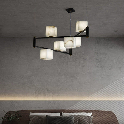 Alabaster Square Box Chandelier with 4/5/6/8/9 heads