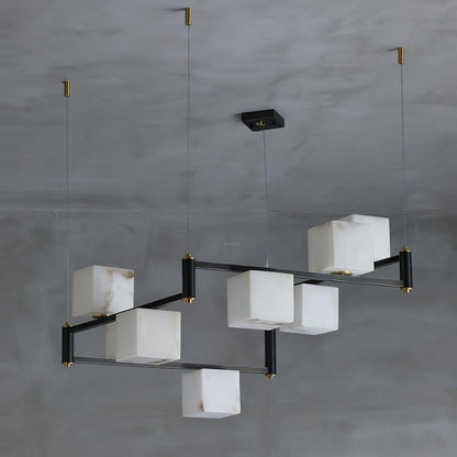 Alabaster Square Box Chandelier with 4/5/6/8/9 heads