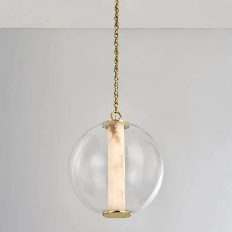 Alabaster Tube Glass Globe Pendant