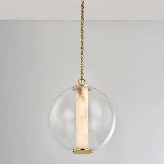 Alabaster Tube Glass Globe Pendant