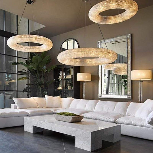Amber Halo Ring Modern Clear Crystal Chandelier