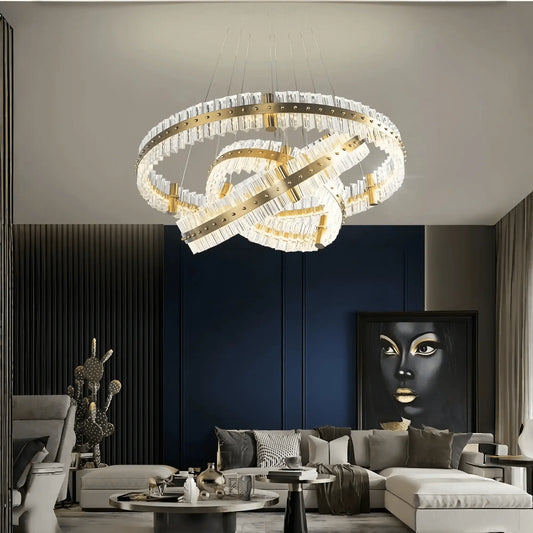 Aquinox 3-Tier Round Crystal Ring LED Chandelier