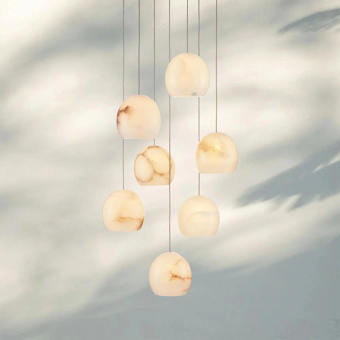 Arica Round Alabaster Chandelier Light