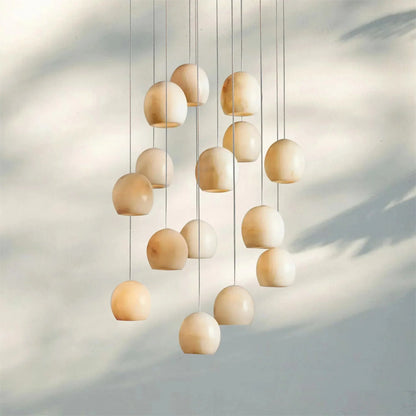 Arica Round Alabaster Chandelier Light