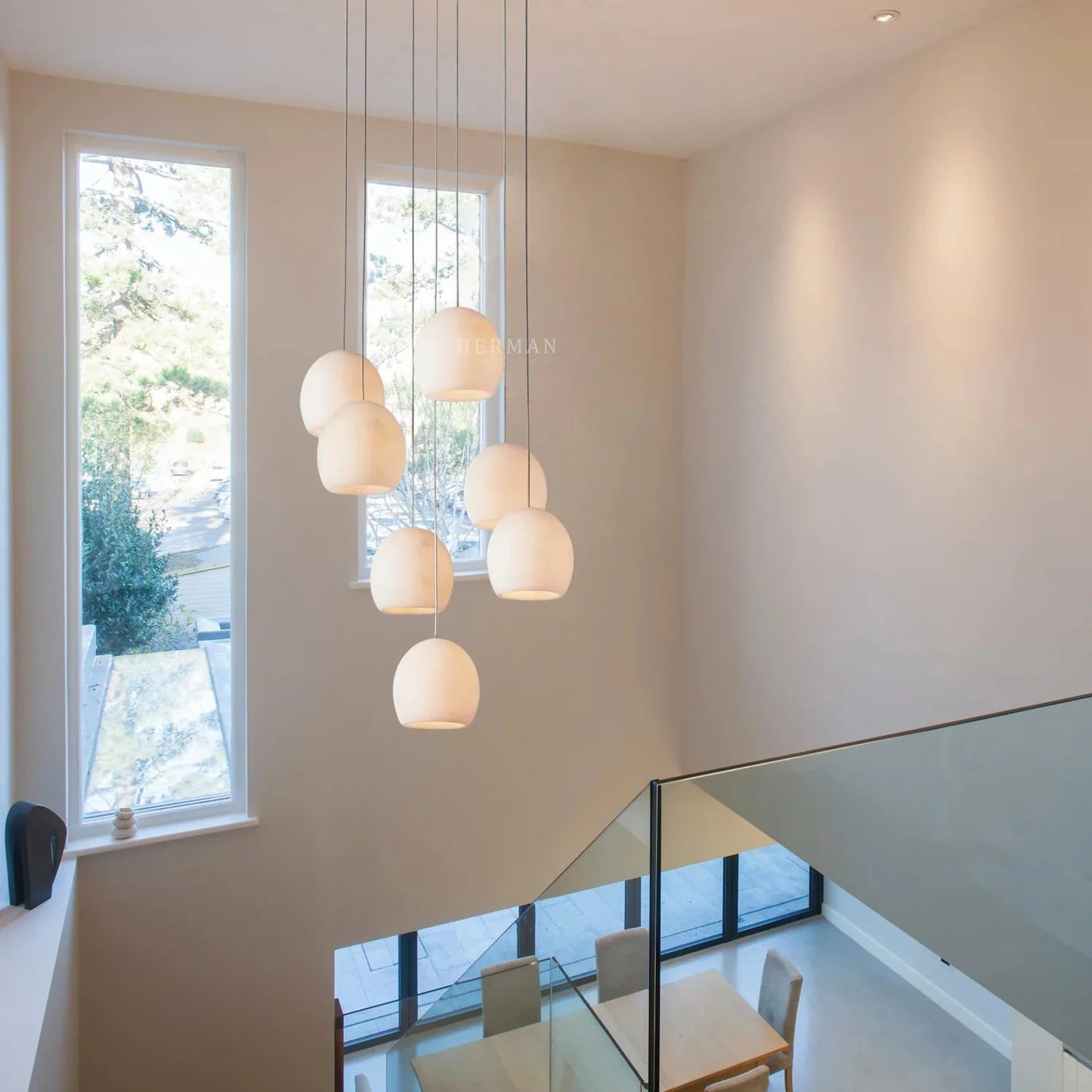 Arica Round Alabaster Chandelier Light