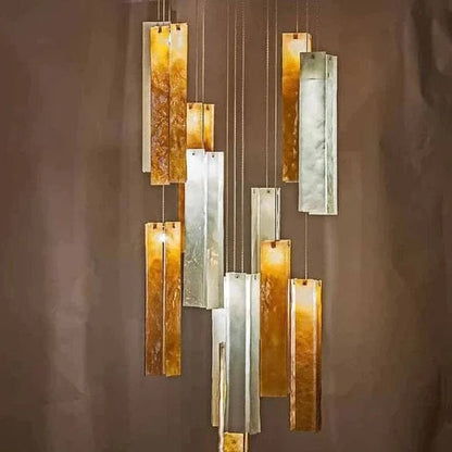 Art Design 1/25/60/84-Light Colorful Rectangle Cluster Glass Tile Pendant/Chandelier