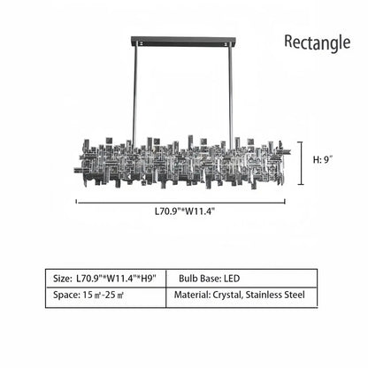 Art Irregular Block Collection Crystal Pendant Chandelier Suit for Living/Dining Room