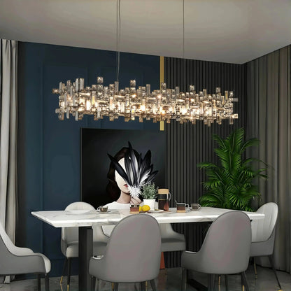 Art Irregular Block Collection Crystal Pendant Chandelier Suit for Living/Dining Room