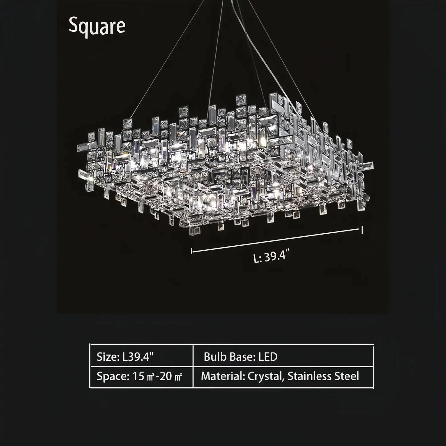 Art Irregular Block Collection Crystal Pendant Chandelier Suit for Living/Dining Room