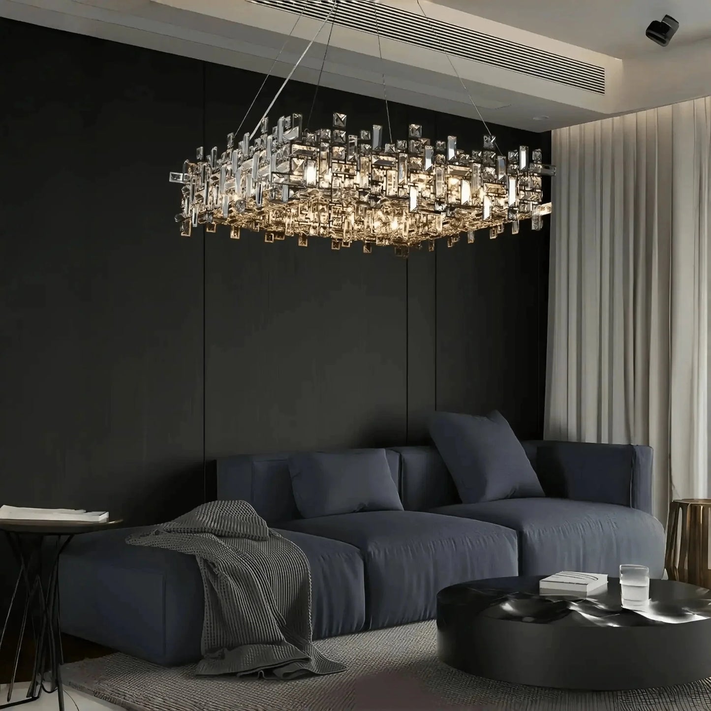 Art Irregular Block Collection Crystal Pendant Chandelier Suit for Living/Dining Room