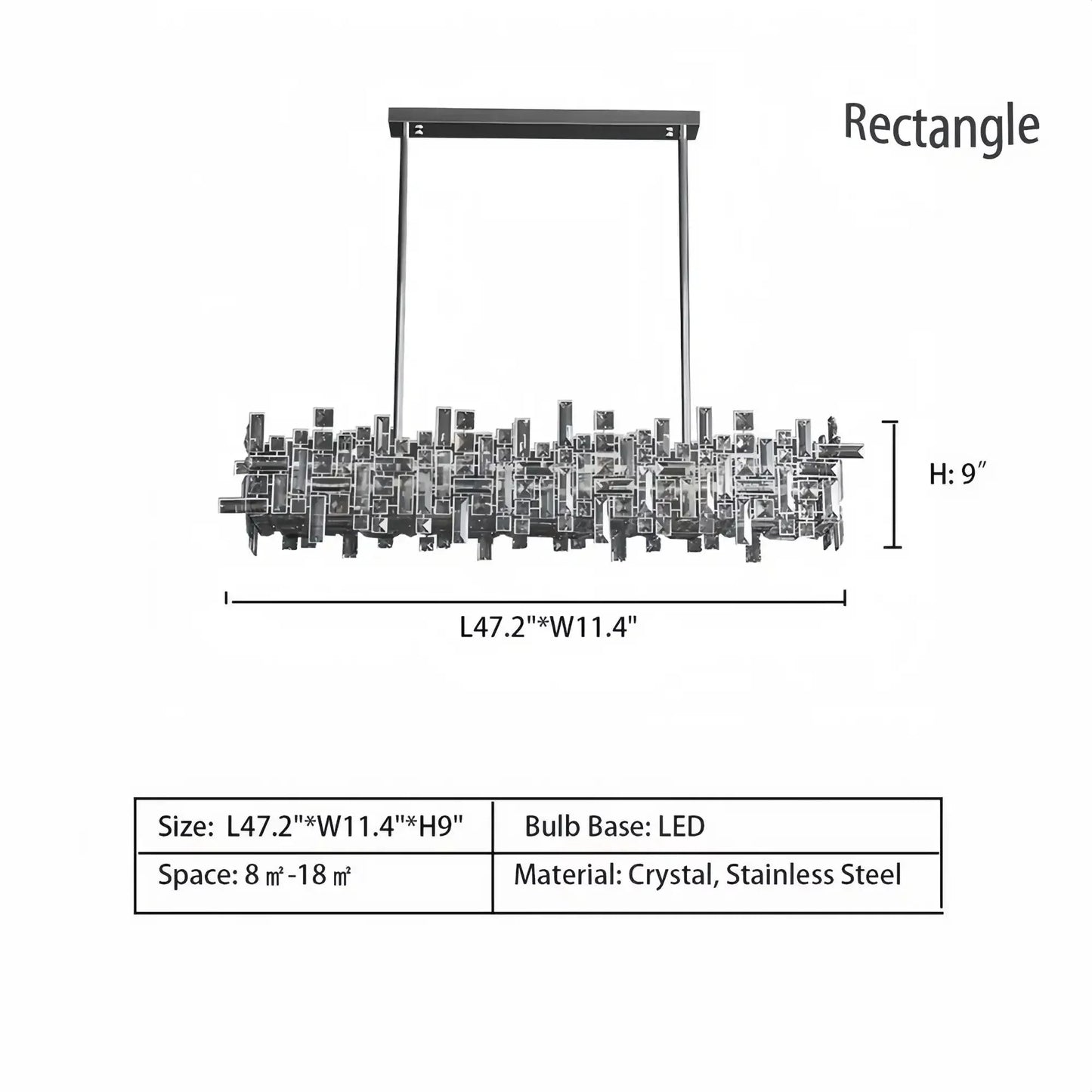 Art Irregular Block Collection Crystal Pendant Chandelier Suit for Living/Dining Room