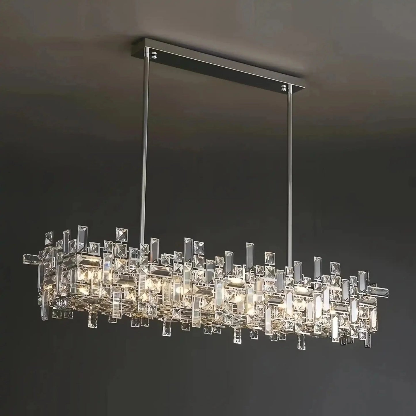 Art Irregular Block Collection Crystal Pendant Chandelier Suit for Living/Dining Room