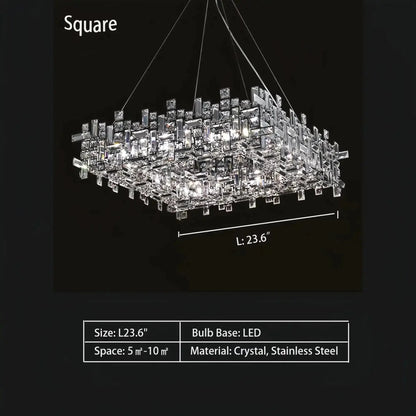 Art Irregular Block Collection Crystal Pendant Chandelier Suit for Living/Dining Room