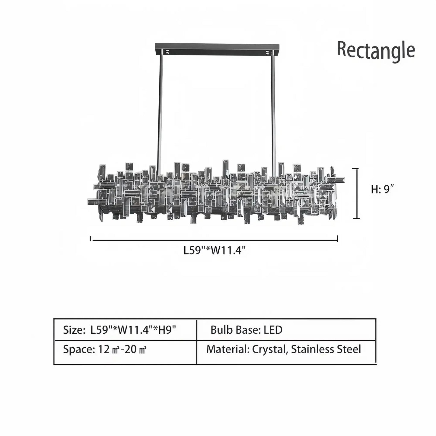 Art Irregular Block Collection Crystal Pendant Chandelier Suit for Living/Dining Room