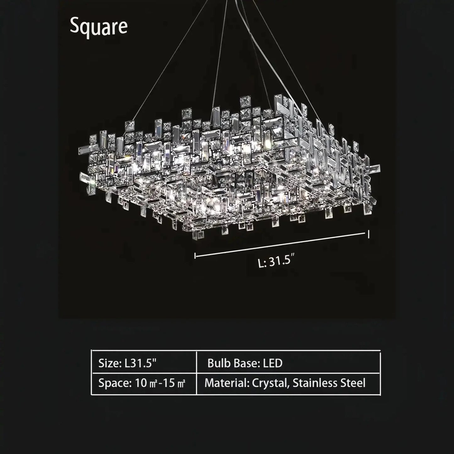 Art Irregular Block Collection Crystal Pendant Chandelier Suit for Living/Dining Room