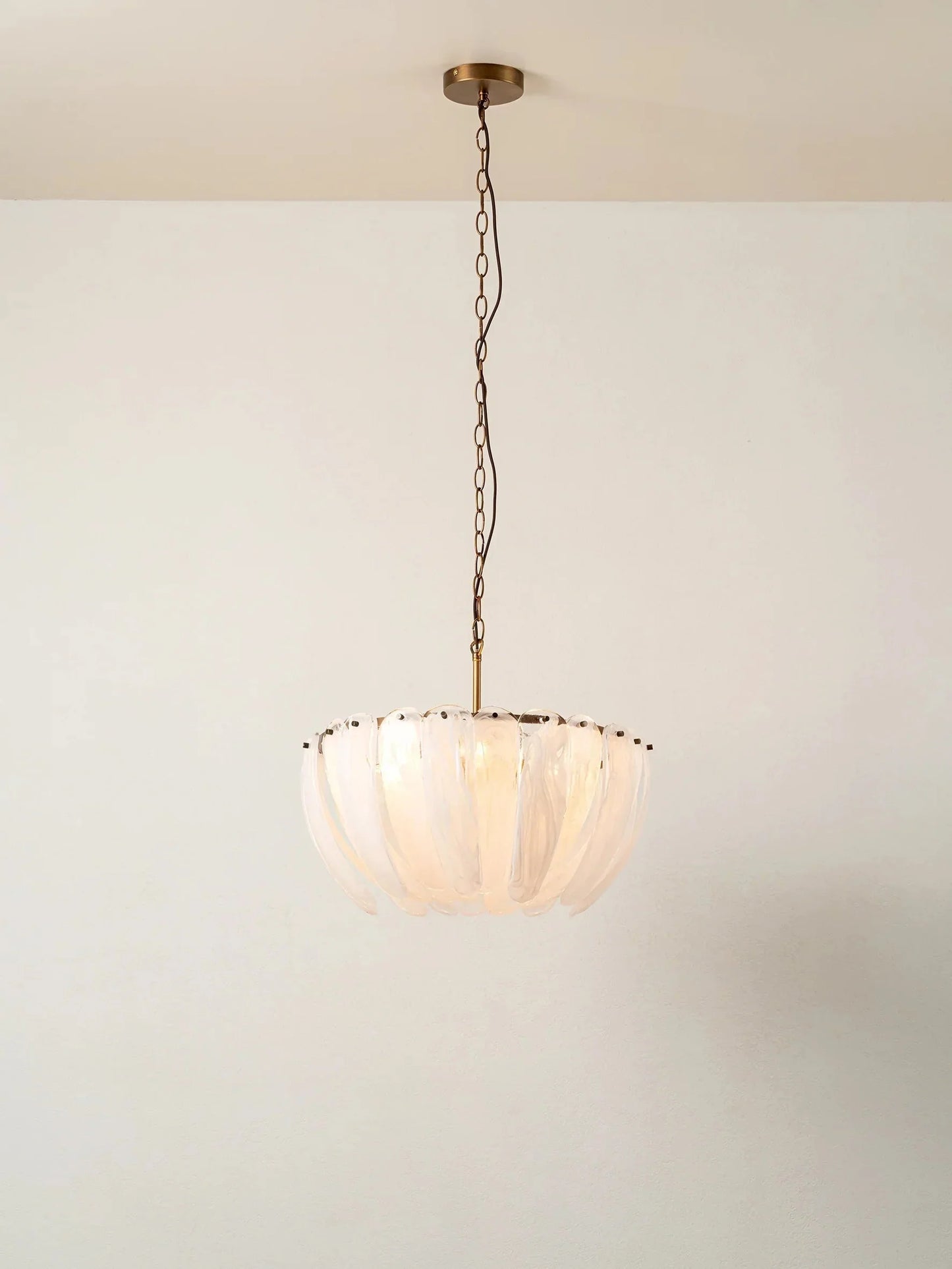 Astera - 4 light alabaster curved glass chandelier