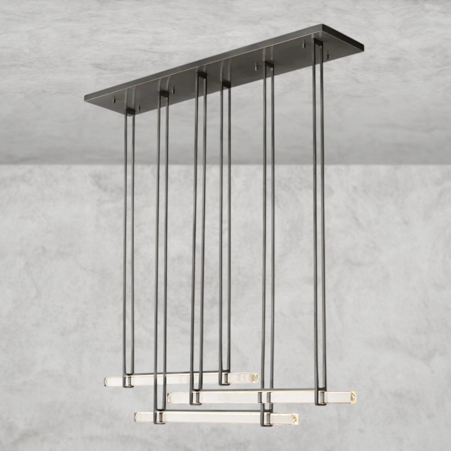 Audubon Crystal Triple Bar Linear Chandelier 60", 72"
