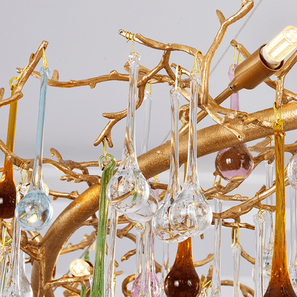 Avis Colorful Crystal Linear Branch Chandelier For Living Room
