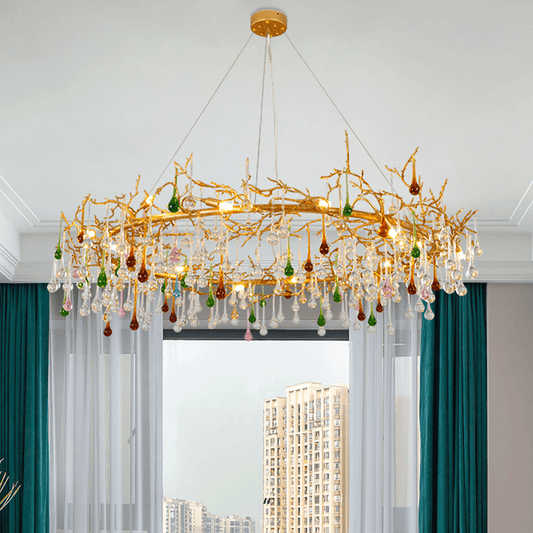 Avis Colorful Crystal Rain Branch Chandelier