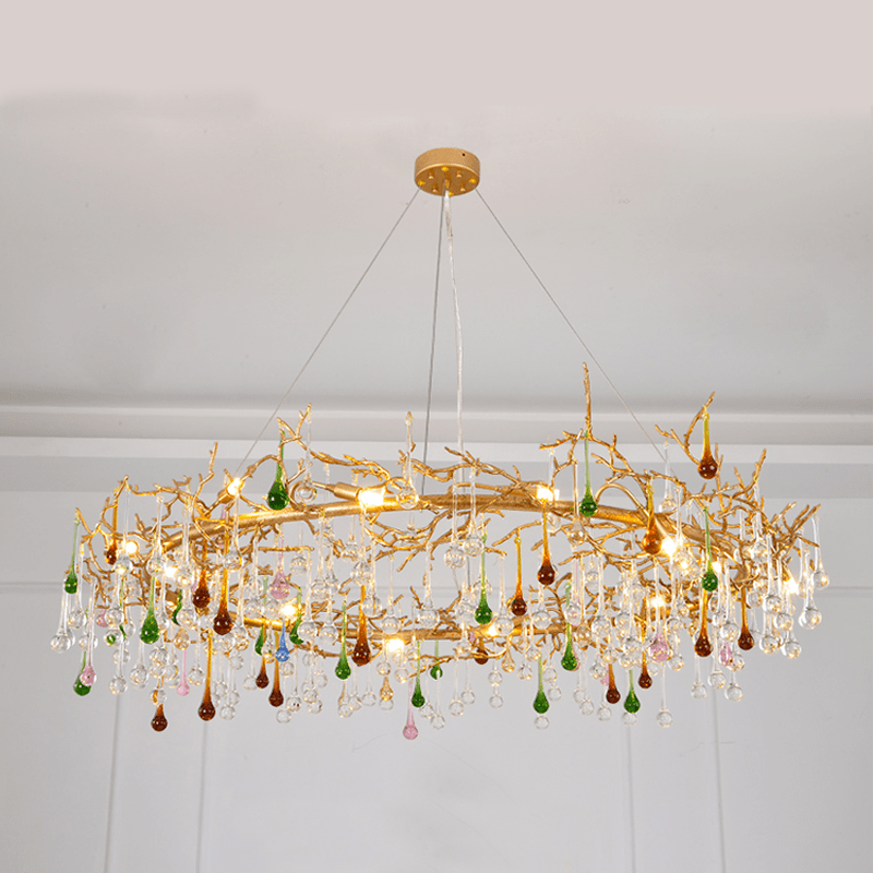 Avis Colorful Crystal Rain Branch Chandelier