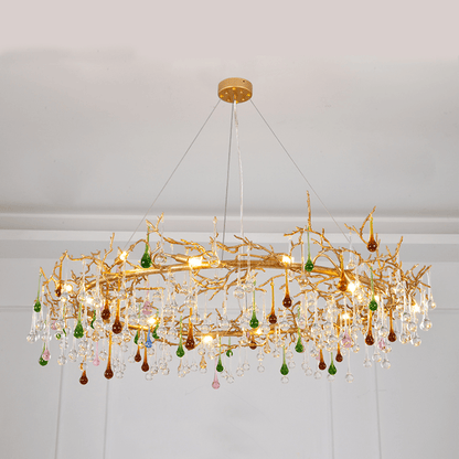 Avis Colorful Crystal Rain Branch Chandelier