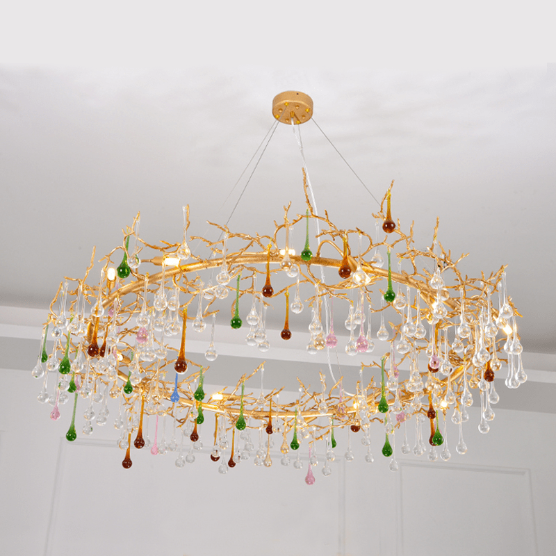 Avis Colorful Crystal Rain Branch Chandelier