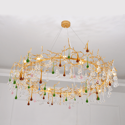 Avis Colorful Crystal Rain Branch Chandelier