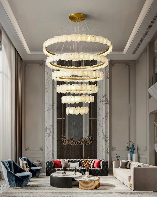 Blushlighting Tiered Circular Alabaster Chandelier