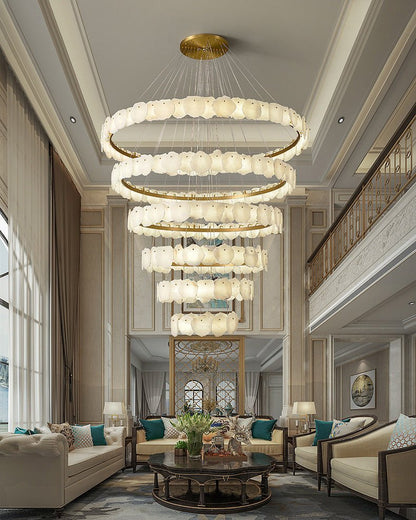 Blushlighting Tiered Circular Alabaster Chandelier