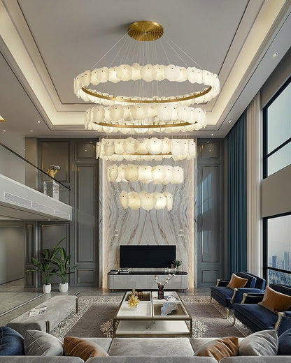 Blushlighting Tiered Circular Alabaster Chandelier