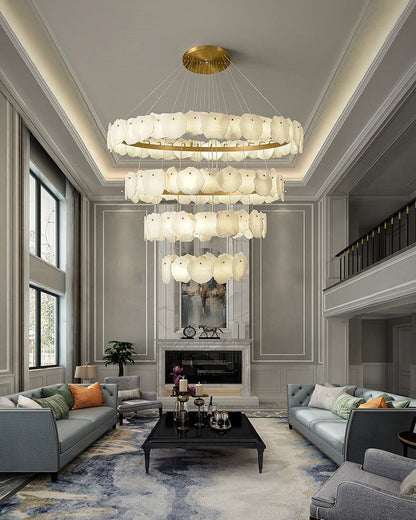 Blushlighting Tiered Circular Alabaster Chandelier
