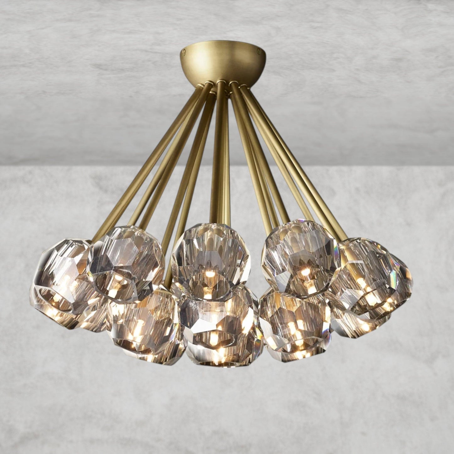 Boule De Clear/ Smoke Cristal Flushmount 24"