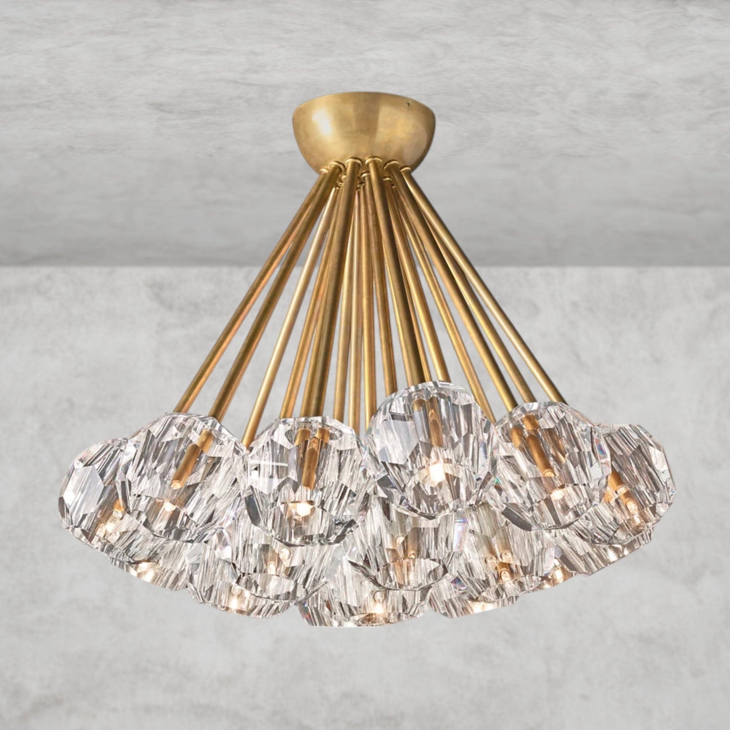 Boule De Clear/ Smoke Cristal Flushmount 24"