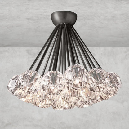 Boule De Clear/ Smoke Cristal Flushmount 24"
