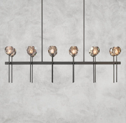 Boule De Cristal Double Linear Chandelier 60"