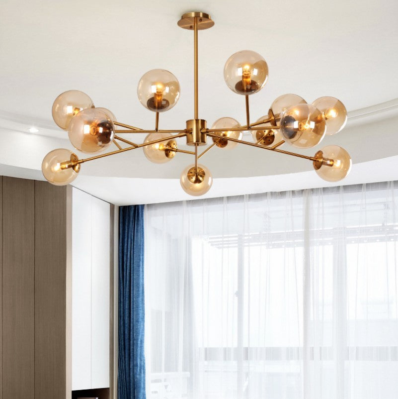 Brass and Glass LED Chandelier