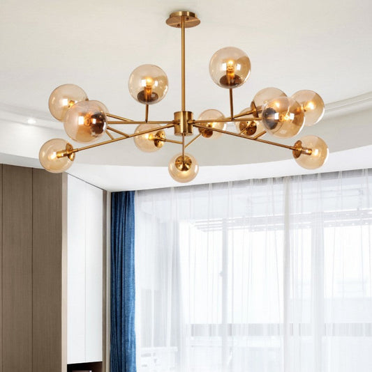 Brass and Glass LED Chandelier