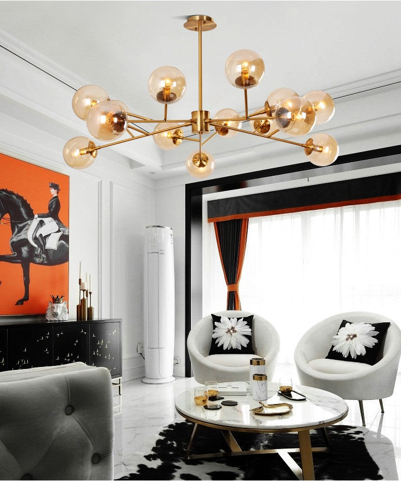 Brass and Glass LED Chandelier