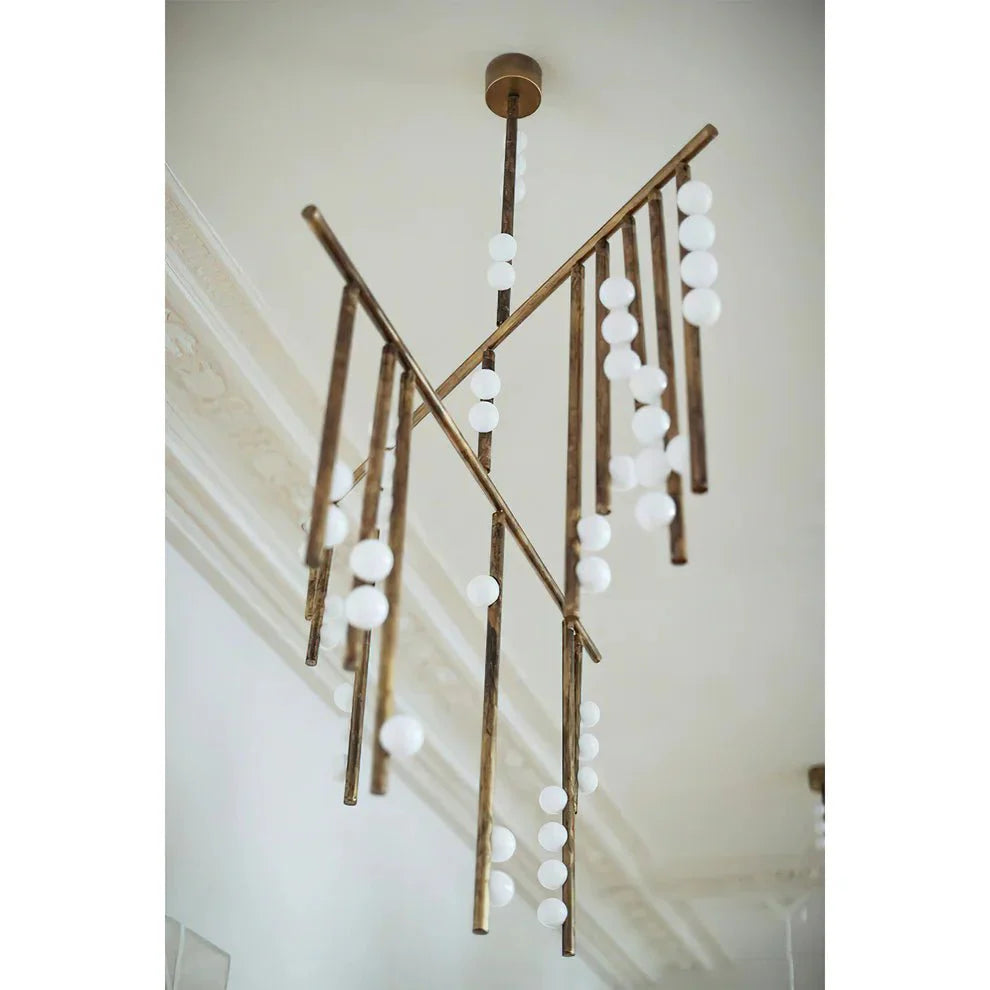 Brass Drop System Chandelier