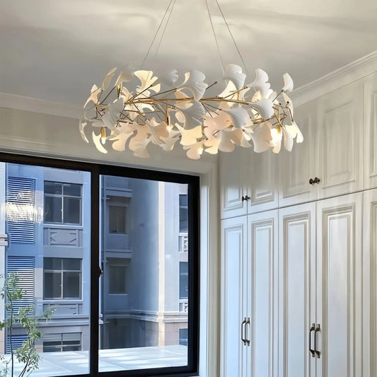 BU Ginkgo Ceramic Circle Chandelier