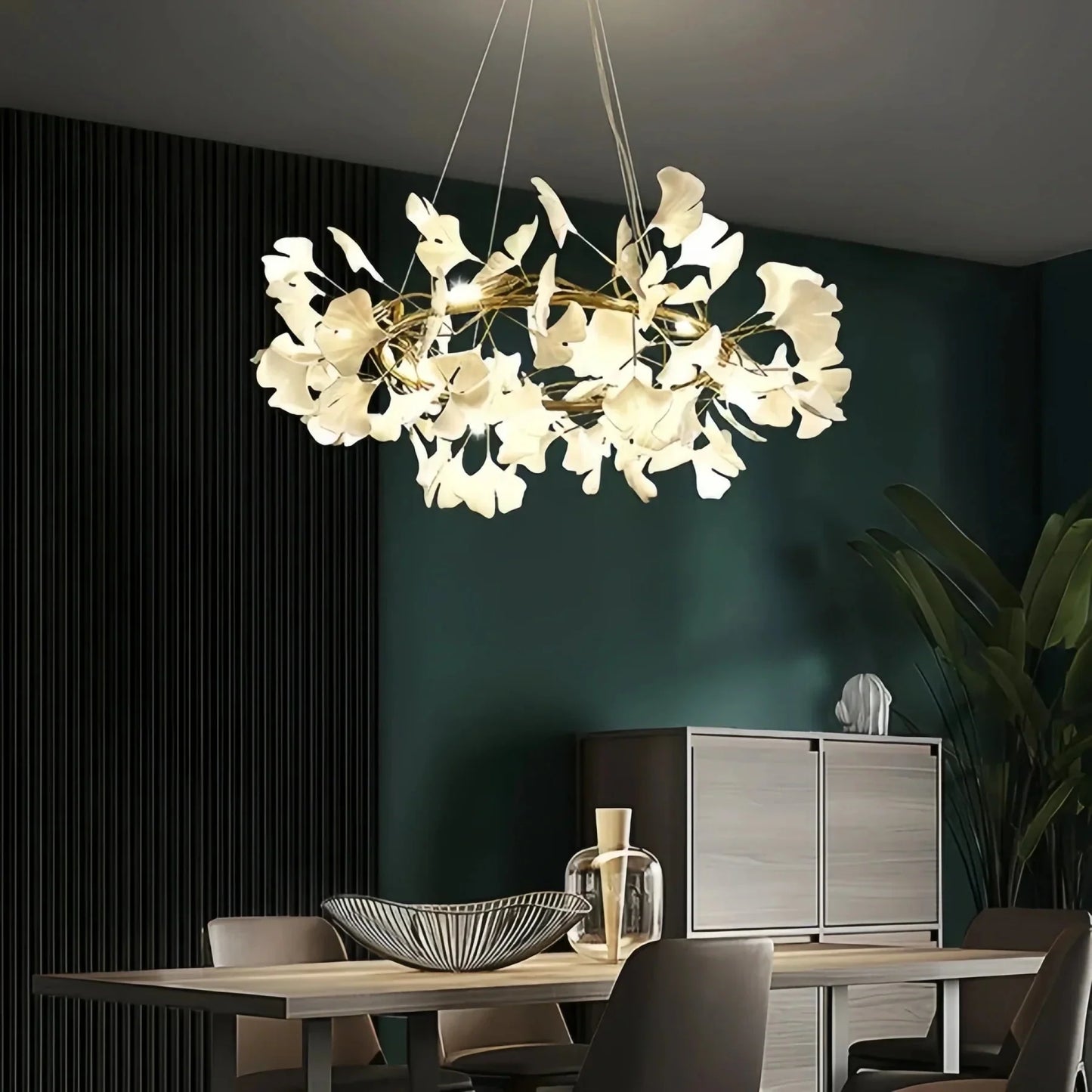 BU Ginkgo Ceramic Circle Chandelier