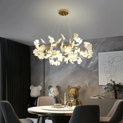 BU Ginkgo Ceramic Circle Chandelier