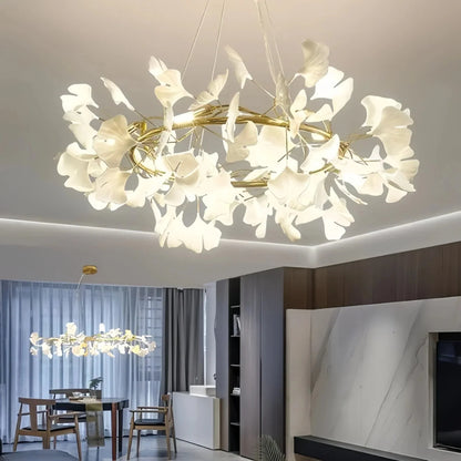 BU Ginkgo Ceramic Circle Chandelier