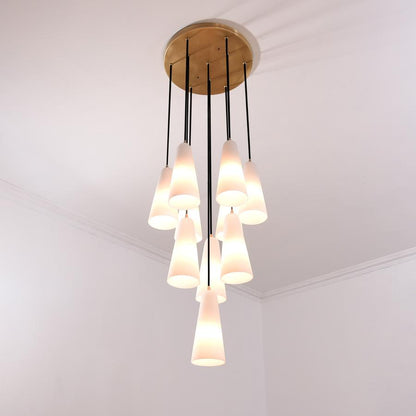White Ceramics Round Chandelier 18"，10-lights