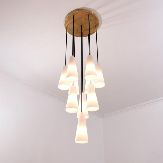 White Ceramics Round Chandelier 18"，10-lights