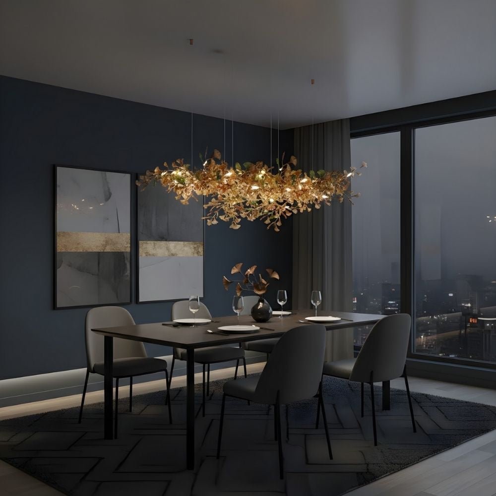 Calla Ginko Leaf Linear Chandelier